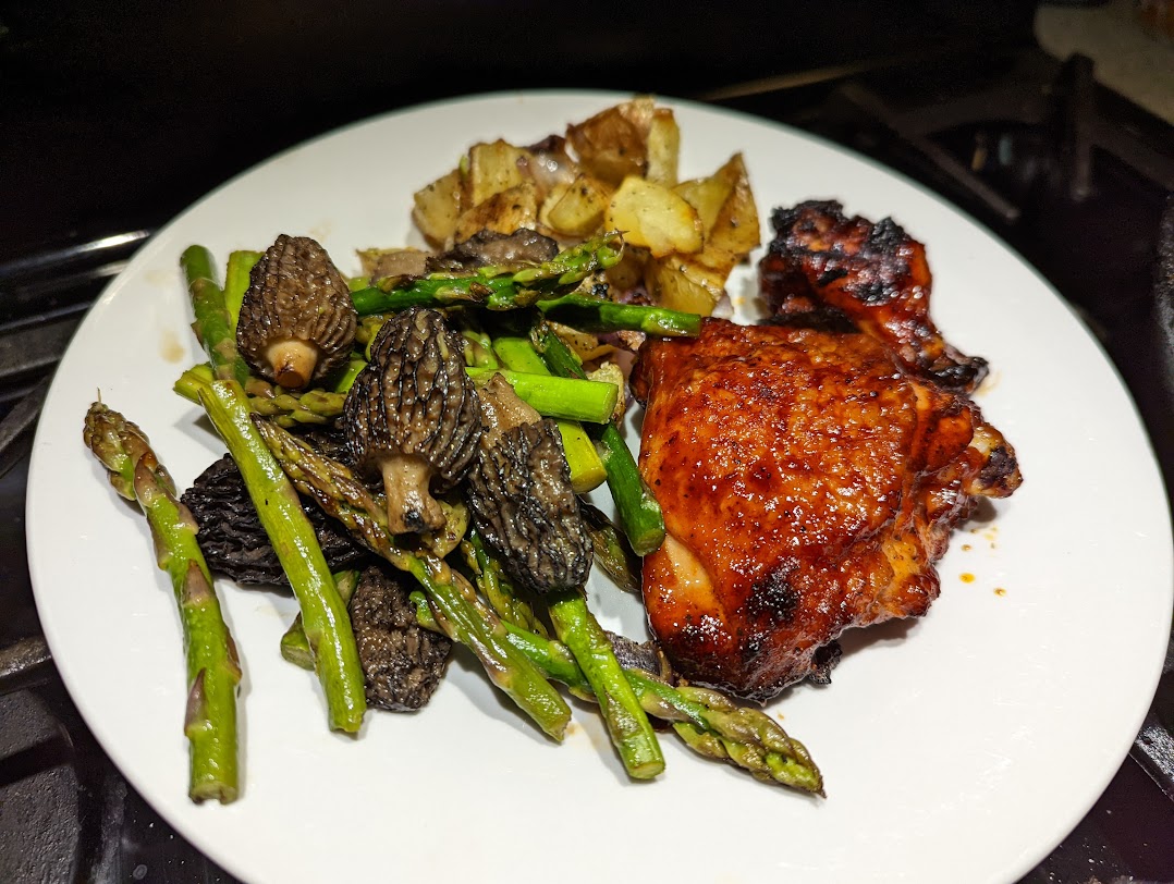 bbq chicken, morel and asparagus.jpg